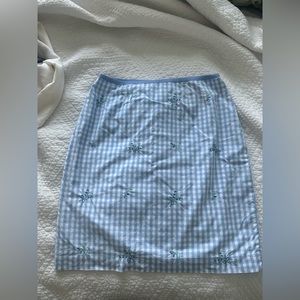 Lilly Pulitzer Blue Flower Bouquet/Checker Print Skirt